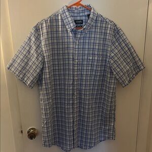 Chaps Men's Casual Blue and White Checkered Shirt